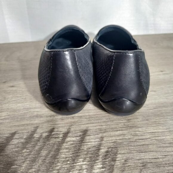 Dansko Oksana Leather Snakeskin Embossed Size 38 US 8 Black Shoes Loafer - Picture 4 of 10